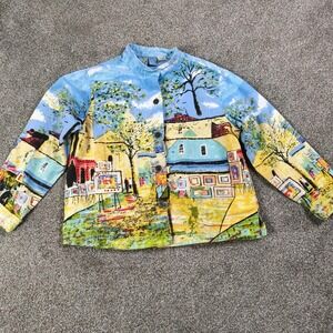 Half Moon Bay Colorful Art Print Jacket Gallery Scene Womens M